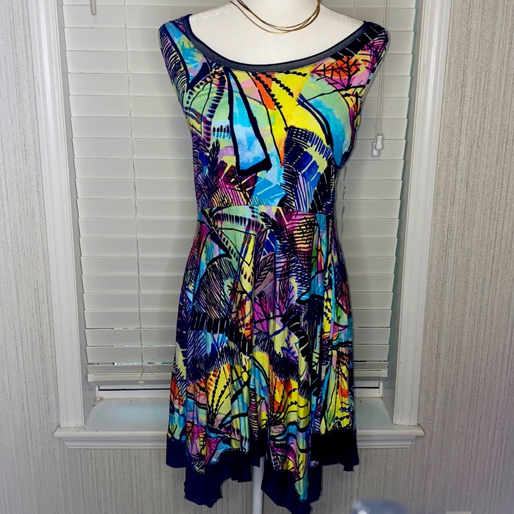 Cable and Gauge Knit Dress Asymmetrical Sheer Hem